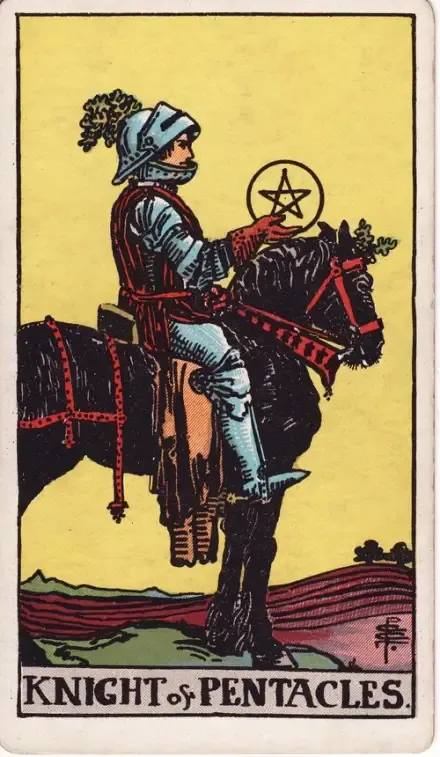 Knight of Pentacles tarot card (Rider–Waite–Smith)