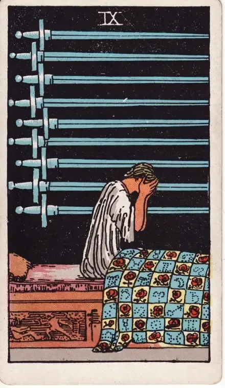 Nine of Swords tarot card (Rider–Waite–Smith)