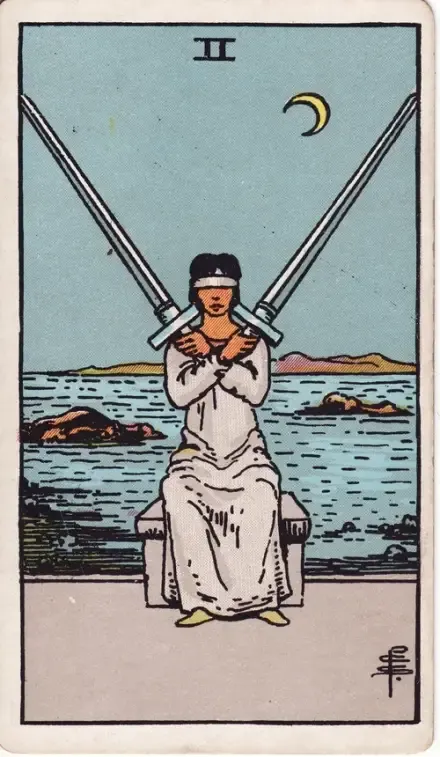 Two of Swords tarot card (Rider–Waite–Smith)